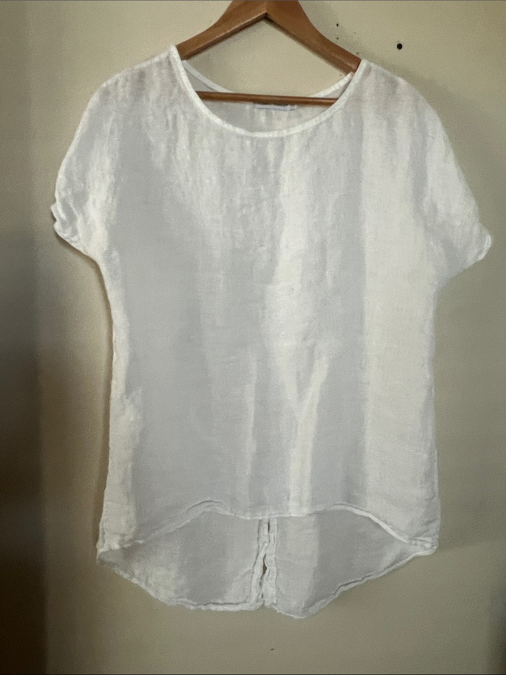 Tempo Paris White Linen Short Sleeve High-Low Tunic